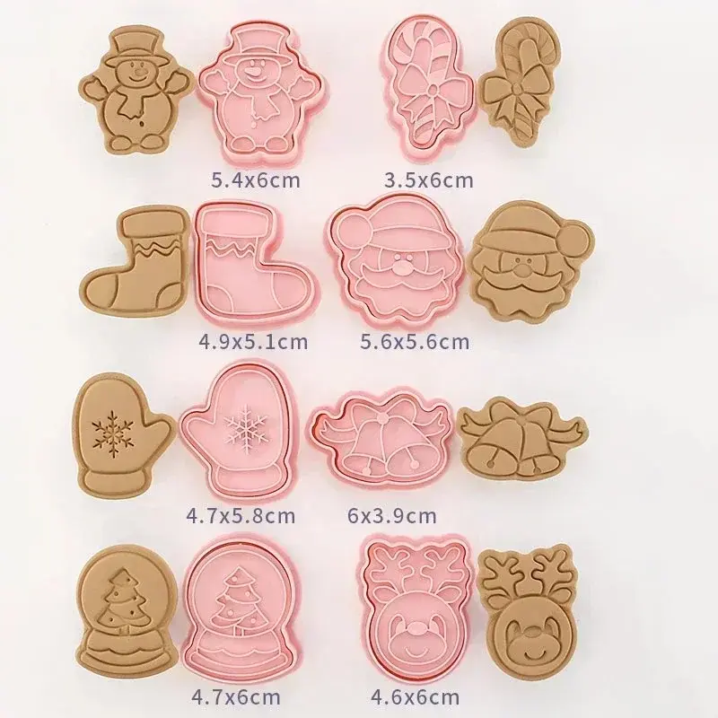 New 8Pcs/Set DIY Cartoon Biscuit Mould Christmas Cookie Cutters Plastic Baking Moulds Cake Decorating Tools Kitchen Baking Tools