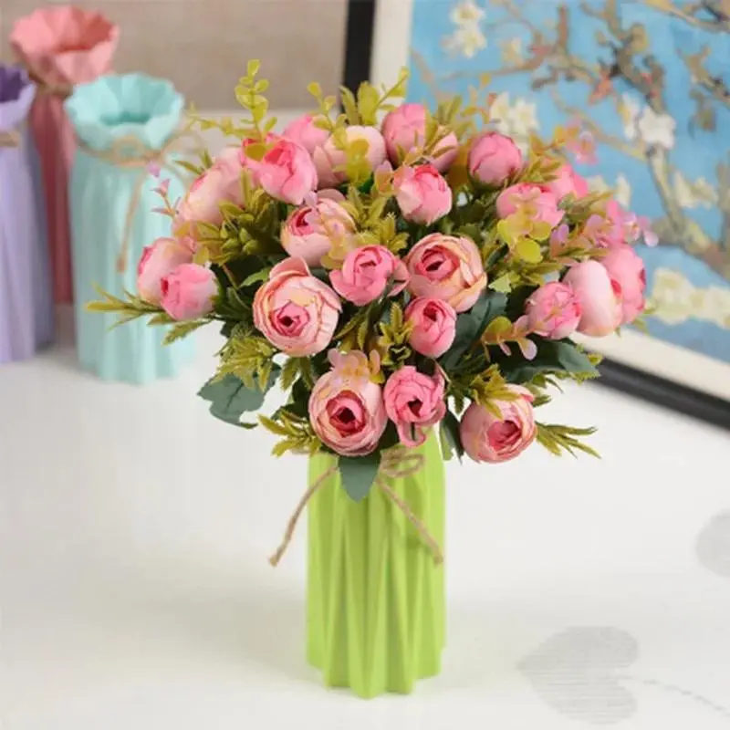 New Plastic Vase Imitation Ceramic Flower Pot Flower Basket Flower Vase Home Decoration Household Supplies(Flower Not Included)