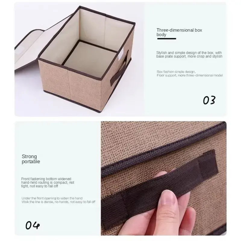 New Foldable Solid Color Fabric Storage Box Multifu Non-woven Dust-proof Storage Box Dormitory Indoor Large Capacity Storage Box