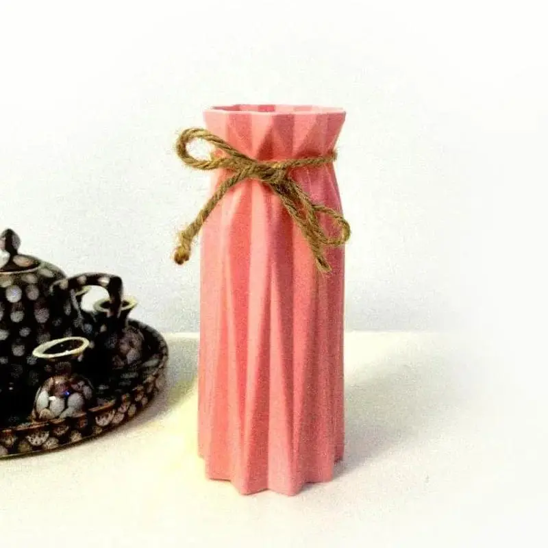 New Plastic Vase Imitation Ceramic Flower Pot Flower Basket Flower Vase Home Decoration Household Supplies(Flower Not Included)