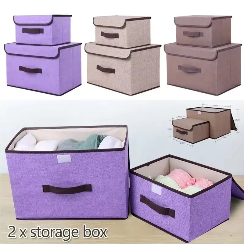 New Foldable Solid Color Fabric Storage Box Multifu Non-woven Dust-proof Storage Box Dormitory Indoor Large Capacity Storage Box