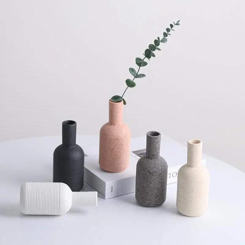 Modern Nordic Vase Ceramic Flower Pot Home Living Room Decoration Office Desktop Ornaments Flower Arrangement Art Decoration
