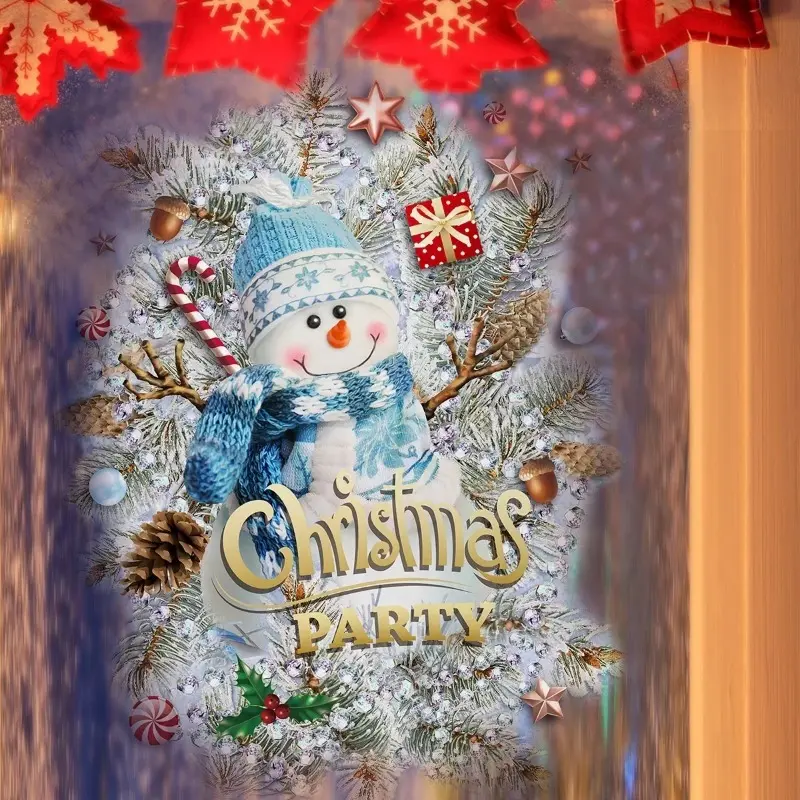 New Home Decoration Wall Stickers Christmas Tree Snowman Glass Window Living Room Home Wallpaper Art Removable New Year Decals