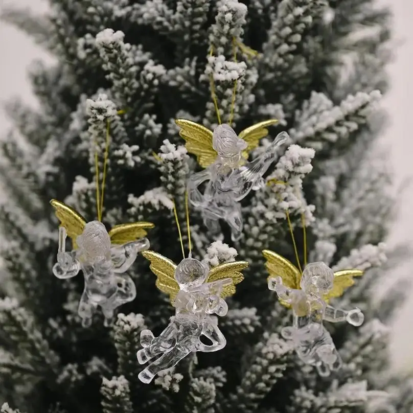 1 Set Christmas Series Transparent Angel Pendant New Little Angel Christmas Tree Ornament Party Decoration Supplies Accessories