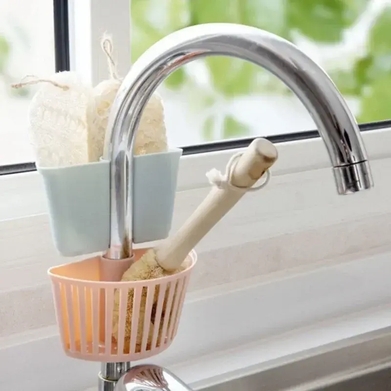 Drain Sink Plastic Hanging Basket Shelf Spout Holder Sponge Storage Faucet Rack Convenient Novel Home Shelf Kitchen Accessory