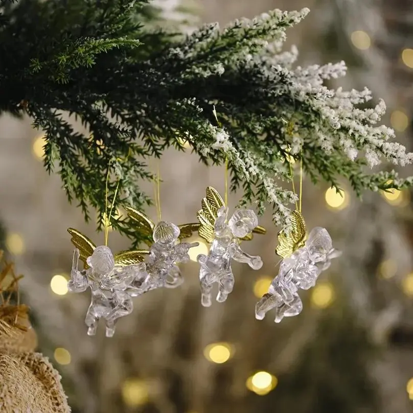 1 Set Christmas Series Transparent Angel Pendant New Little Angel Christmas Tree Ornament Party Decoration Supplies Accessories