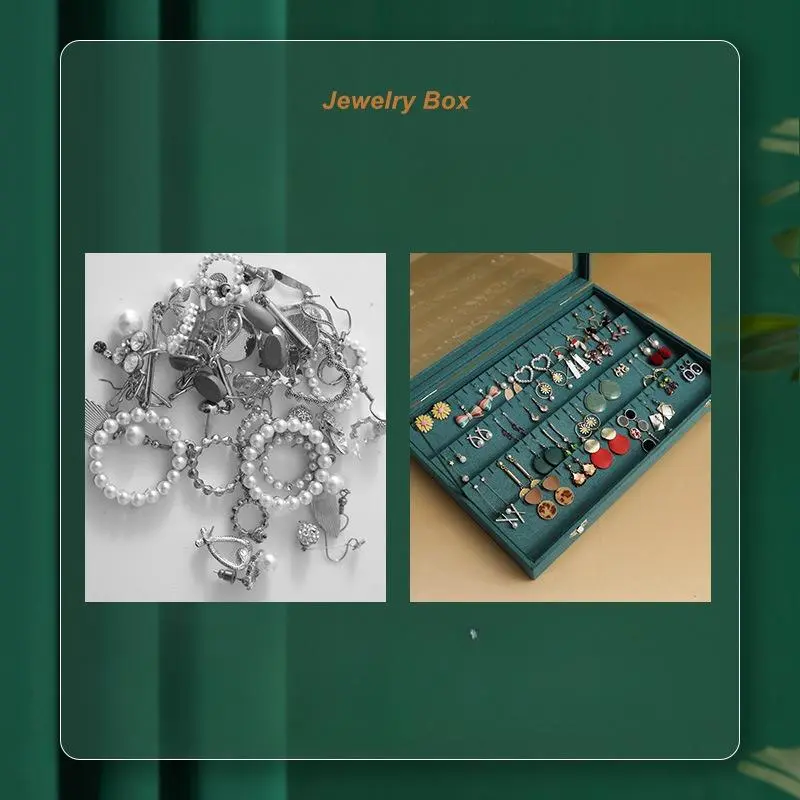Fashion Creative Jewelry Storage Box Dark Green Earring Necklace Jewelry Box Large Transparent Glass Earrings Home Display Stand