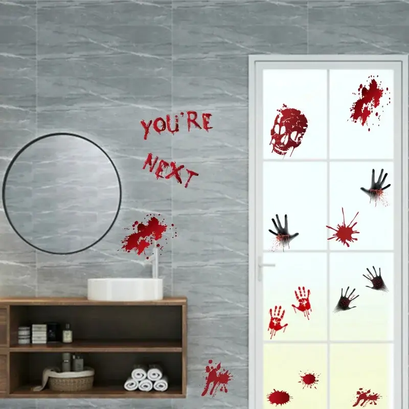 New Blood Prints Wall Stickers Blood Footprints Ghost Props Easter Stickers Window Stickers Home Supplies Halloween Decorations