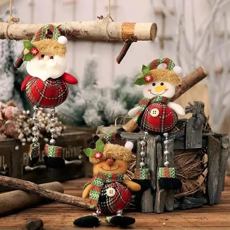 1 Pcs Holiday Pendants Gifts Christmas Decor Window Decorations Room Decorations Small Figurines Lovely Plaid Cloth Small Doll