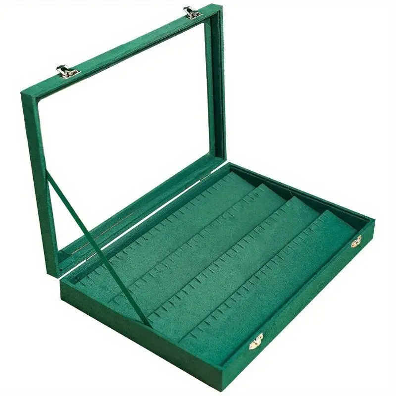 Fashion Creative Jewelry Storage Box Dark Green Earring Necklace Jewelry Box Large Transparent Glass Earrings Home Display Stand