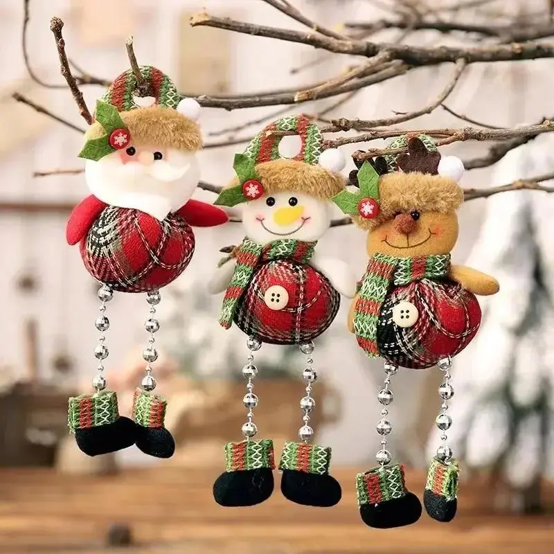 1 Pcs Holiday Pendants Gifts Christmas Decor Window Decorations Room Decorations Small Figurines Lovely Plaid Cloth Small Doll