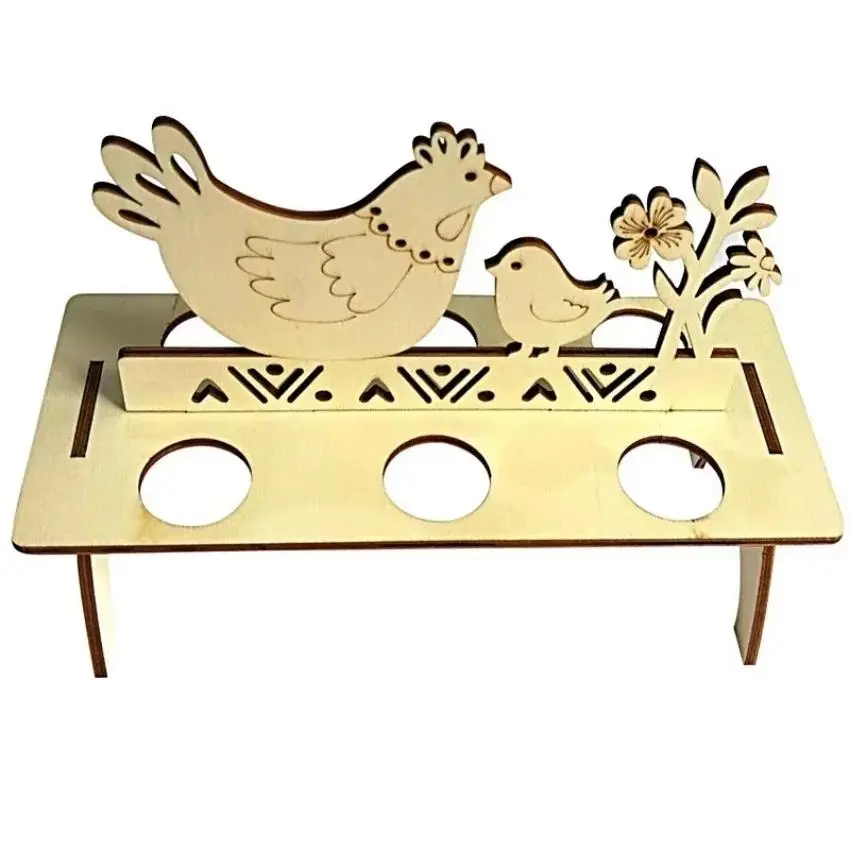 1 Pcs DIY Rabbit Chick Easter Eggs Tray Wooden Cute Party Decoration Home Decoration House Decoration Creative Home Supplies