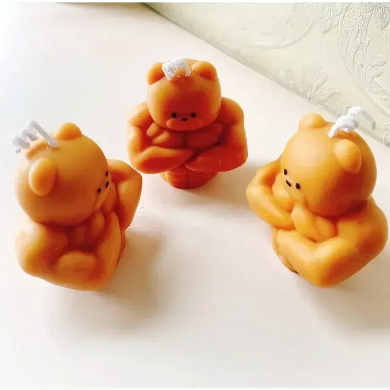 Kitchen Baking Handmade Creative Modeling Mold New Chocolate Muscle Bear Aromatherapy Candle Fitness Bear Candle Accessories