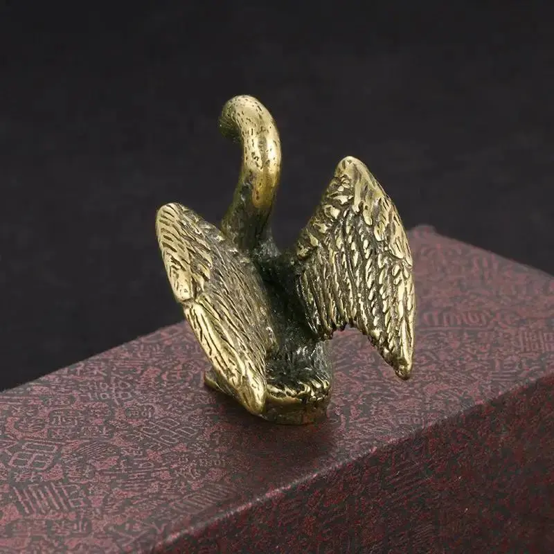 Solid Brass Swan Small Statue Vintage Antique Animal Figurines Miniatures Home Office Desktop Ornament Tea Pet Crafts Collection