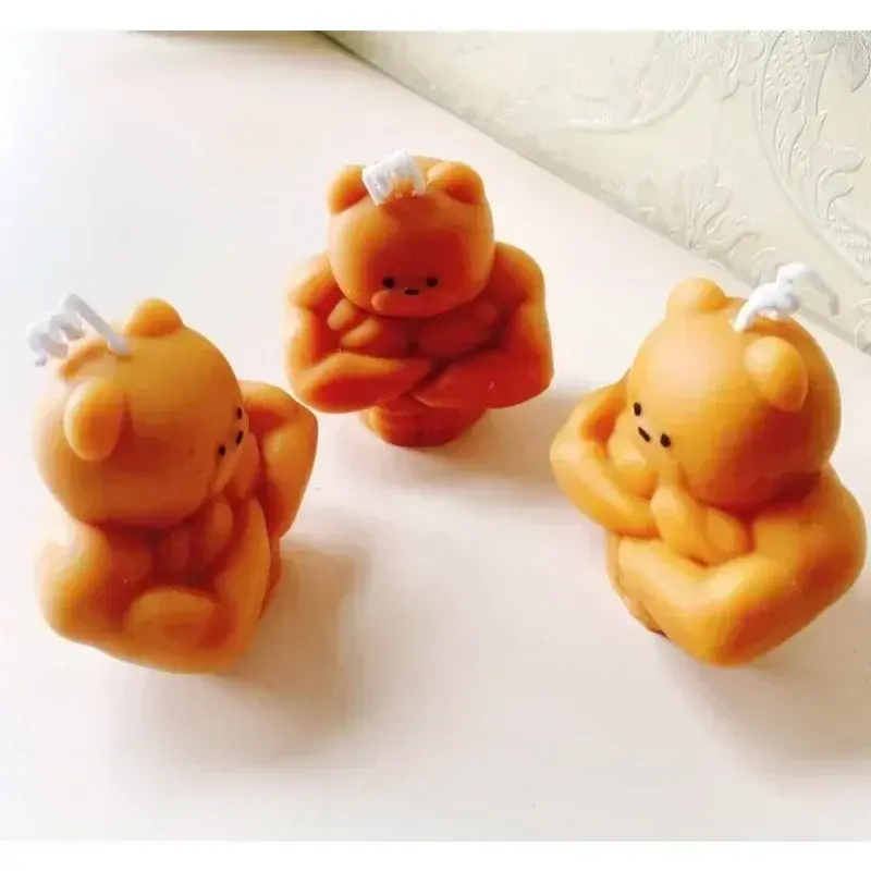Kitchen Baking Handmade Creative Modeling Mold New Chocolate Muscle Bear Aromatherapy Candle Fitness Bear Candle Accessories