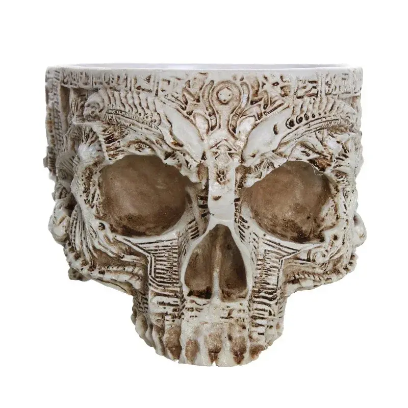 Skull Flower Pot Crafts Resin Snack Storage Box Ashtray Flower Pot Fruit Plate Storage Jar Home Sculpture Statue Ornaments