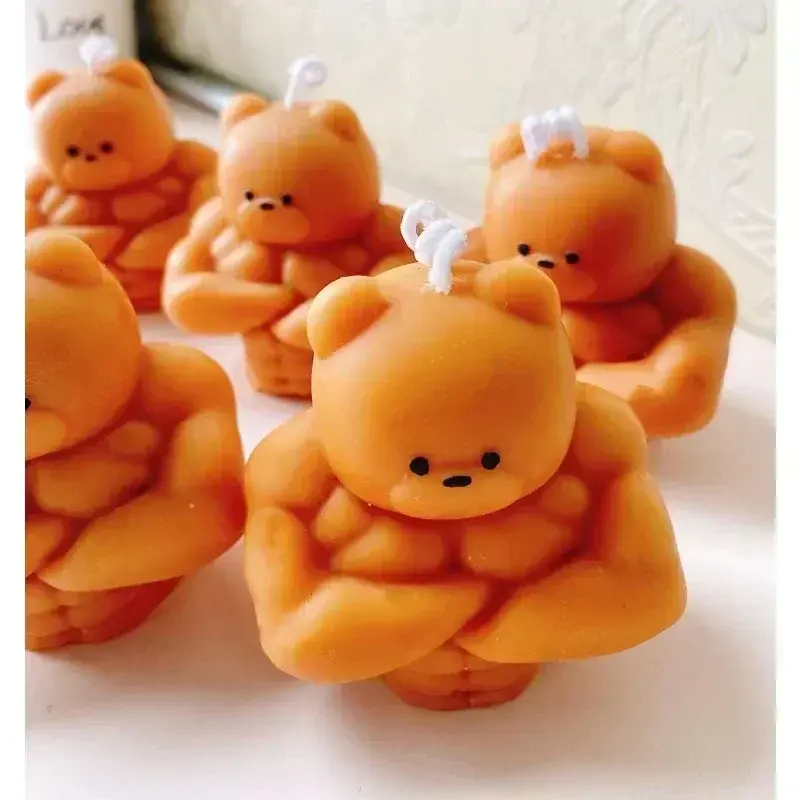 Kitchen Baking Handmade Creative Modeling Mold New Chocolate Muscle Bear Aromatherapy Candle Fitness Bear Candle Accessories