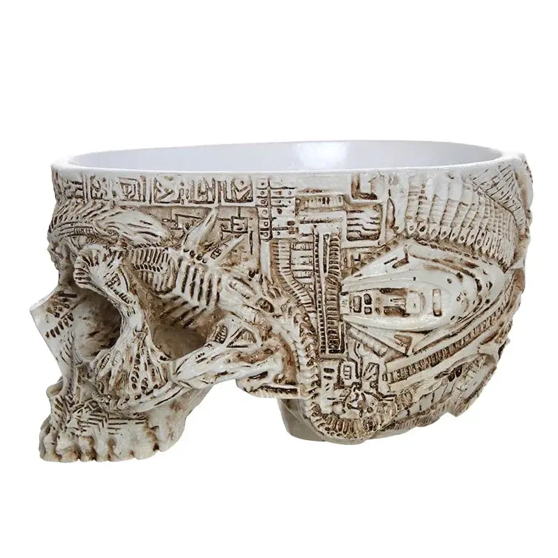 Skull Flower Pot Crafts Resin Snack Storage Box Ashtray Flower Pot Fruit Plate Storage Jar Home Sculpture Statue Ornaments