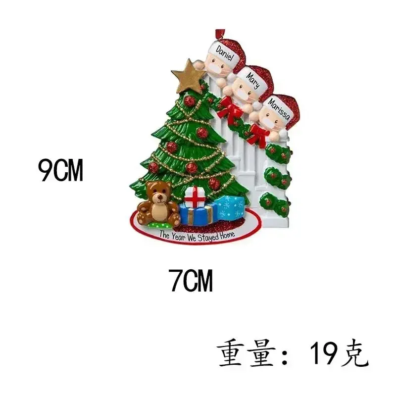 Quarantine Christmas Pendant DIY Personalized Survivor Family 4 People Hanging Ornament Pandemic- Social Distancing Party Favor