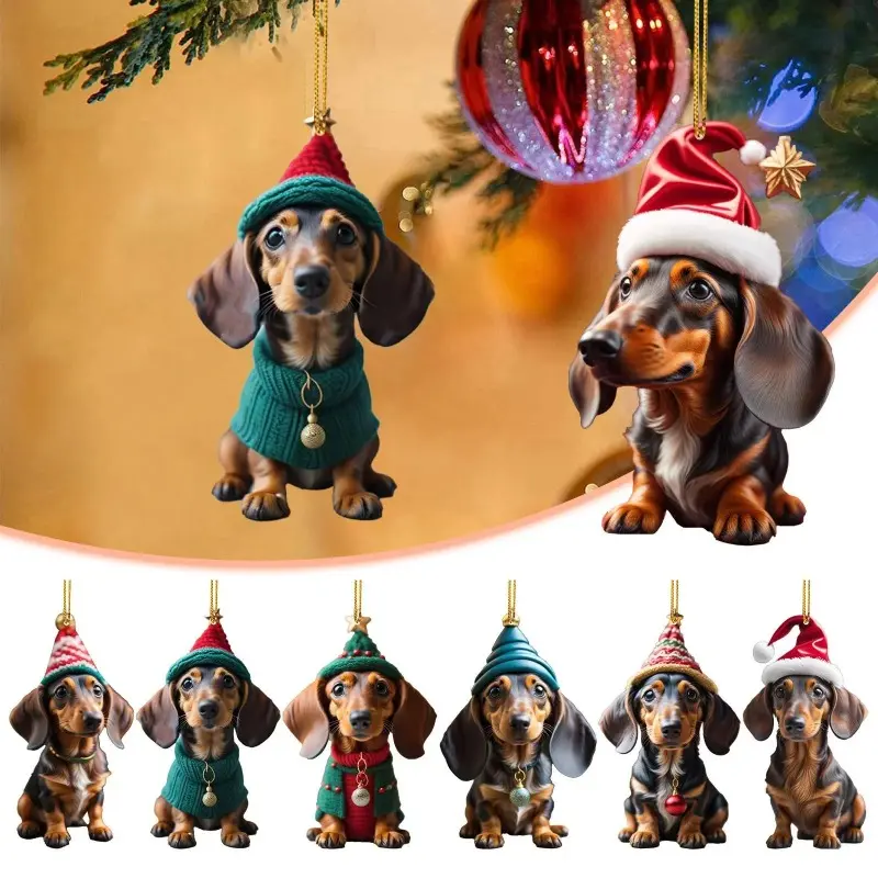 1Pcs Cartoon Lovely Dog Christmas Ornaments Hanging Decoration Gift Christmas Hanging Tree Personalized Pendant Party Supplies