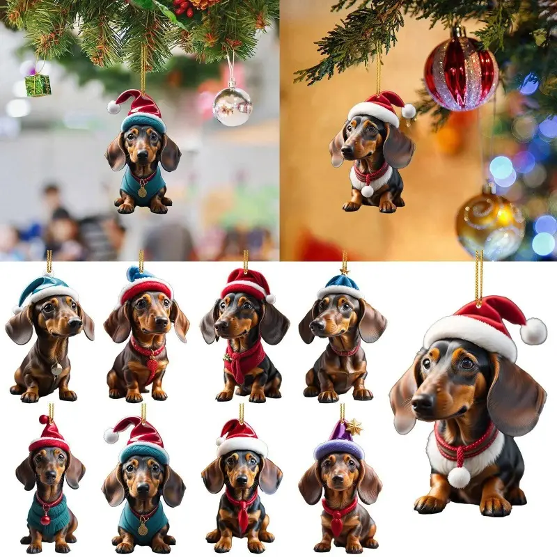 1Pcs Cartoon Lovely Dog Christmas Ornaments Hanging Decoration Gift Christmas Hanging Tree Personalized Pendant Party Supplies