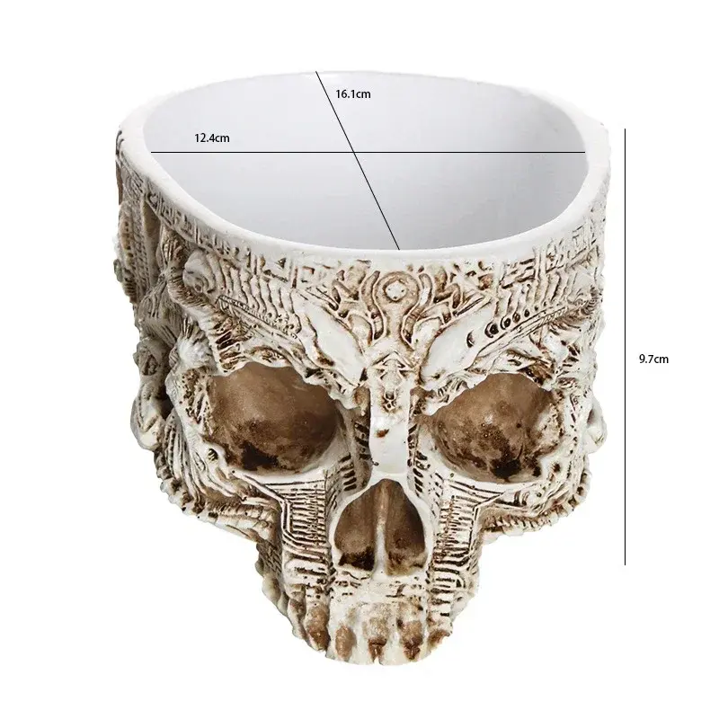 Skull Flower Pot Crafts Resin Snack Storage Box Ashtray Flower Pot Fruit Plate Storage Jar Home Sculpture Statue Ornaments