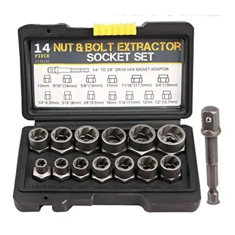 2025 New 13 Pcs Drive Impact Bolt Nut Extractor Set Lug Nut Remover Kit Twist Socket Tool Set With A Hex Drive Useful Home Tools