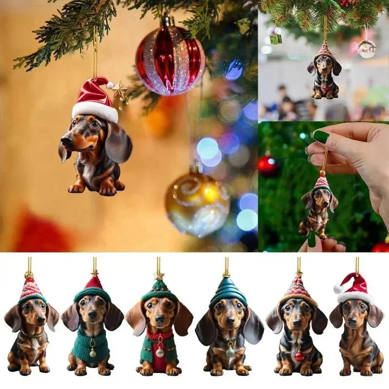 1Pcs Cartoon Lovely Dog Christmas Ornaments Hanging Decoration Gift Christmas Hanging Tree Personalized Pendant Party Supplies