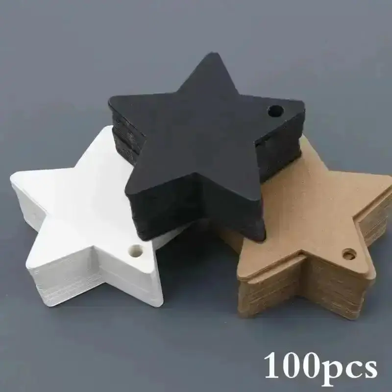 New 100pcs Five-pointed Star Christmas Wedding Label Party Gift Card Hanging Tags Christmas Ornaments Party Decorations Supplies