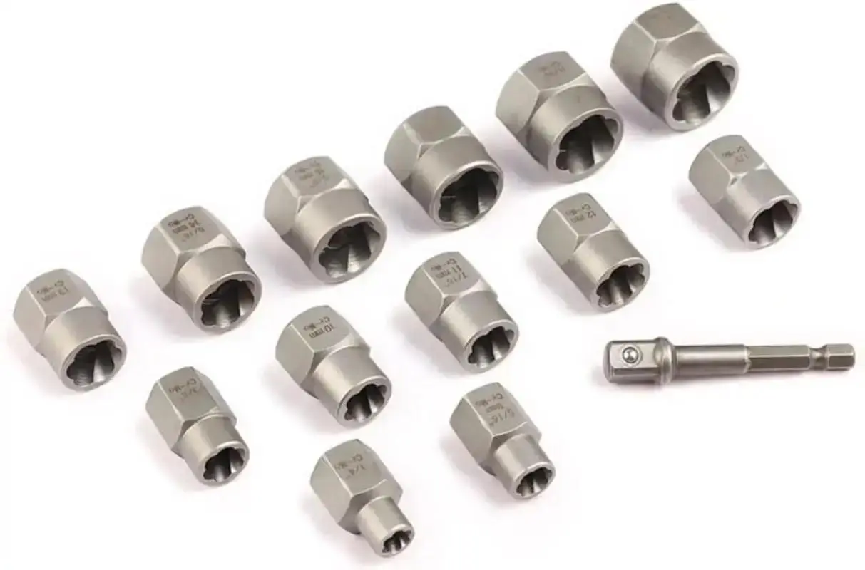 2025 New 13 Pcs Drive Impact Bolt Nut Extractor Set Lug Nut Remover Kit Twist Socket Tool Set With A Hex Drive Useful Home Tools