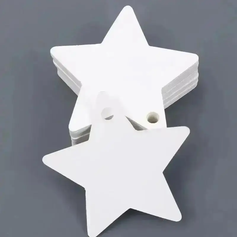 New 100pcs Five-pointed Star Christmas Wedding Label Party Gift Card Hanging Tags Christmas Ornaments Party Decorations Supplies