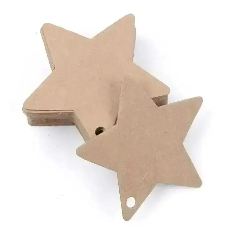 New 100pcs Five-pointed Star Christmas Wedding Label Party Gift Card Hanging Tags Christmas Ornaments Party Decorations Supplies