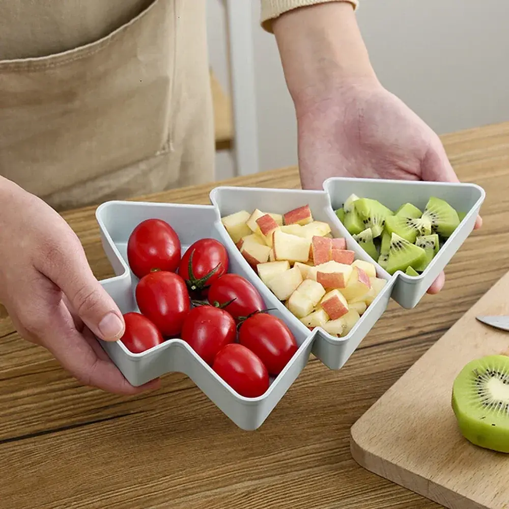 New Household Food Storage Xmas Tree Shape Candy Snack Nuts Dry Fruits Plate Snack Dishes Bowl Tray Wedding Party Dessert Plates