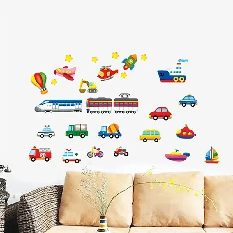 Cartoon Truck Tractor Car Children's Room Wall Sticker Vehicle Wall Sticker Photo Wallpaper Home Decor Mural Decal