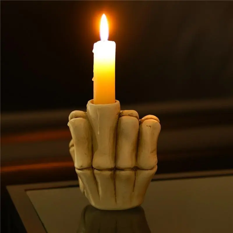Candle Holder Halloween Skeleton Hand Candle Holder Sculpture Candlestick Halloween Decorative