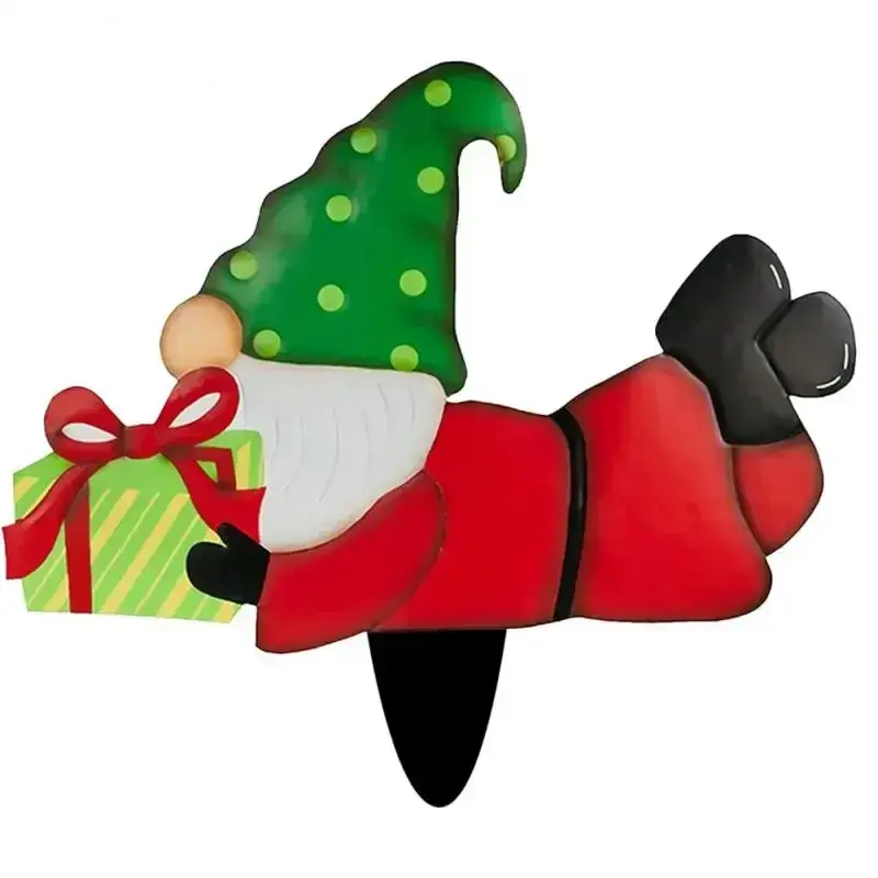 Christmas Series Gnome Metal Insert Santa Claus Santa Claus Yard Insert Christmas Decoration Garden Backyard Outdoor Supplies