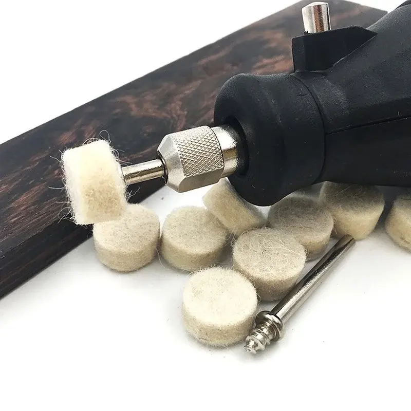2025 New 10pcs 13mm Wool Felt Polishing Buffing Round Wheel With 2 Shanks For Dremel Practical Suitable Household Part Tools