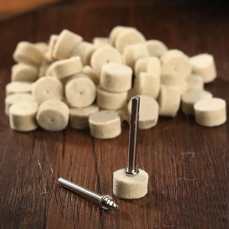 2025 New 10pcs 13mm Wool Felt Polishing Buffing Round Wheel With 2 Shanks For Dremel Practical Suitable Household Part Tools