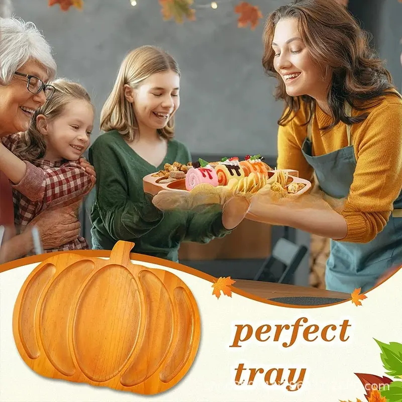 New 1PC Ghost Pumpkin Christmas Tree Wooden Tray Holiday Party Plate Tableware Dried Fruit Snacks Tray Layout Props Fruit Plate