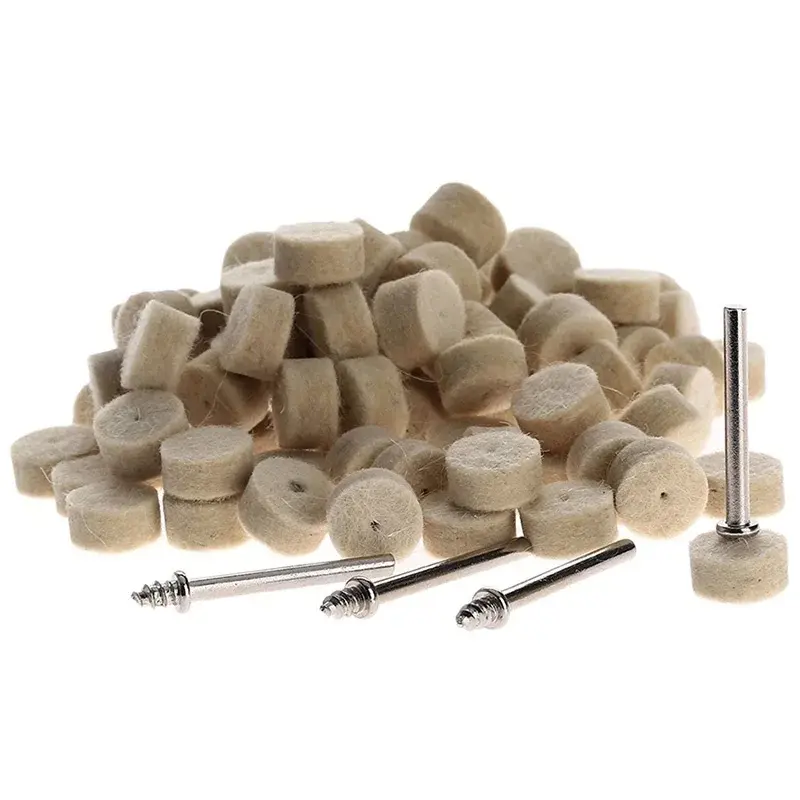 2025 New 10pcs 13mm Wool Felt Polishing Buffing Round Wheel With 2 Shanks For Dremel Practical Suitable Household Part Tools