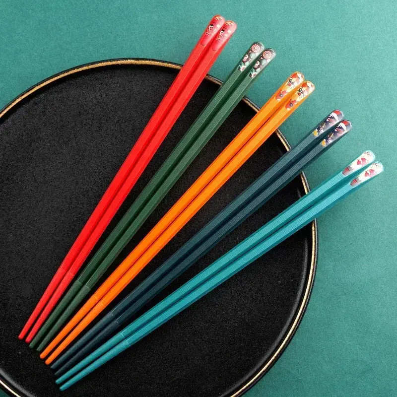 Cute Alloy Chopsticks With Pointed Anti-slip Sushi Tableware Household One Pair Colorful Kitchen Accessories Home Supplies