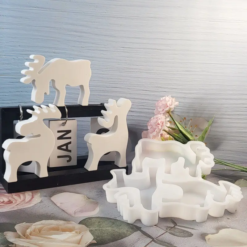 Funny Elk Silicone Mold Cupcake Decorating Mold Three Elk Design Christmas Deer Elk Silicone Gum Paste Mold Cake Decorating Tool