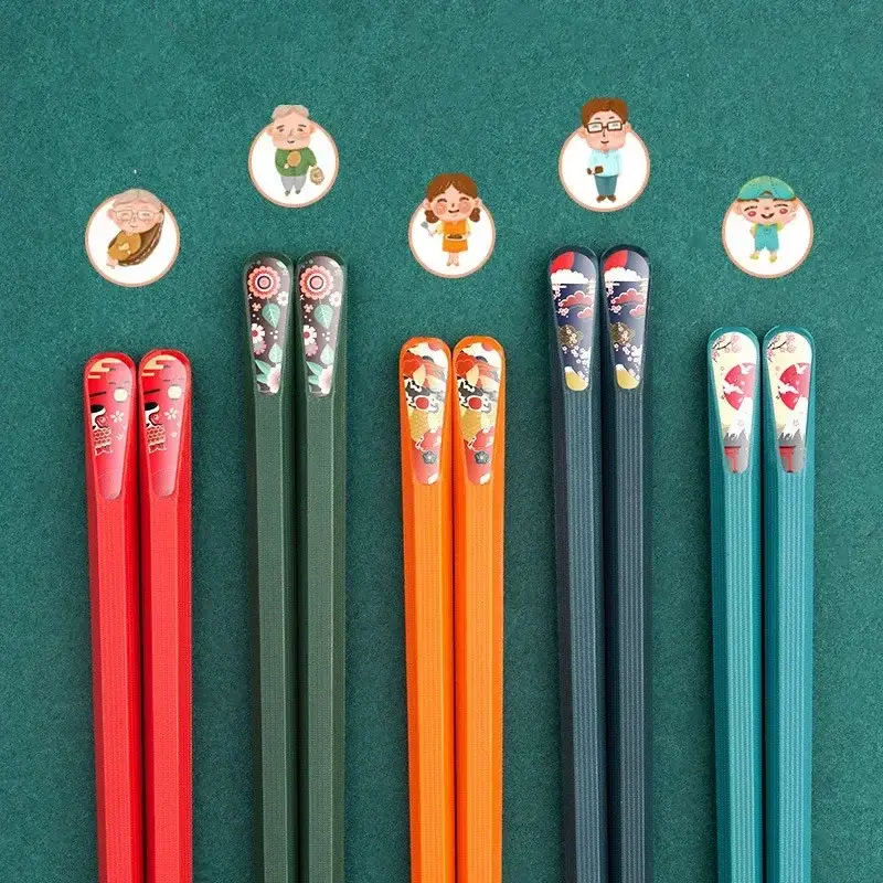 Cute Alloy Chopsticks With Pointed Anti-slip Sushi Tableware Household One Pair Colorful Kitchen Accessories Home Supplies