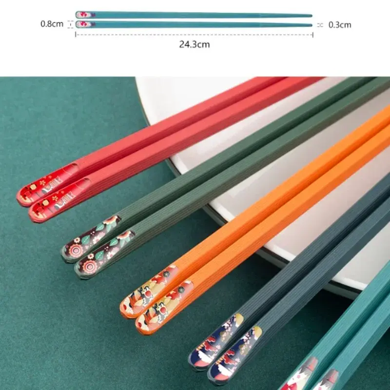 Cute Alloy Chopsticks With Pointed Anti-slip Sushi Tableware Household One Pair Colorful Kitchen Accessories Home Supplies