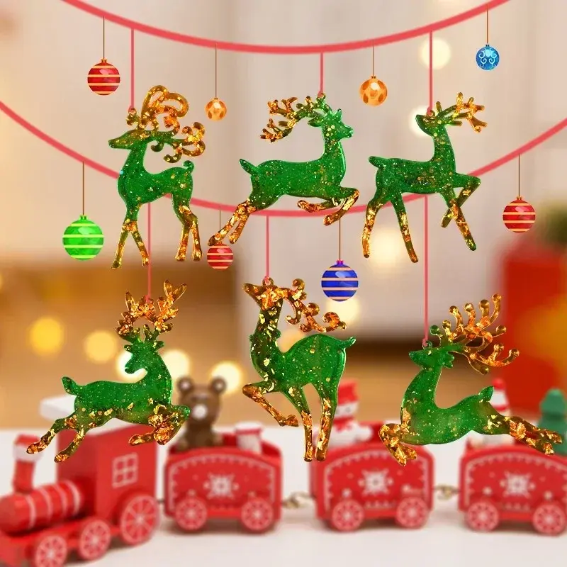 New Epoxy Irregular Jewelry Making Tools Earrings Christmas Resin Mold Elk Keychain Pendant Silicone Mould Xmas Tree Ornament