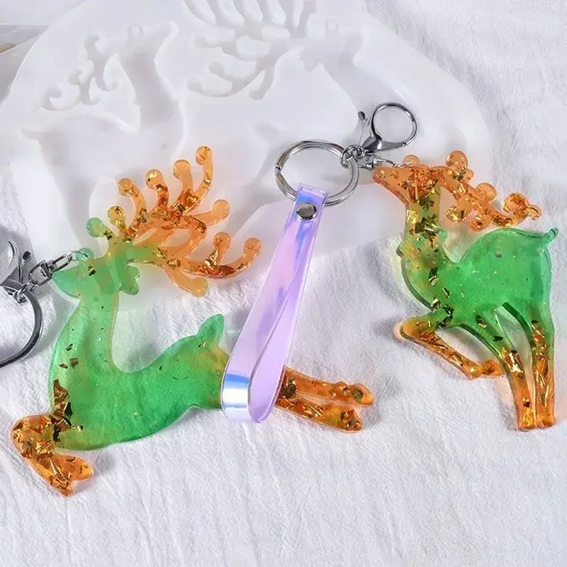 New Epoxy Irregular Jewelry Making Tools Earrings Christmas Resin Mold Elk Keychain Pendant Silicone Mould Xmas Tree Ornament