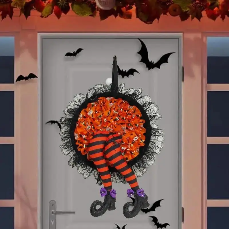 Halloween Witch Hat Leg Door Wreath Halloween Creative Leg Out Door Hanging Horror Atmosphere Decoration Party Supplies Latest