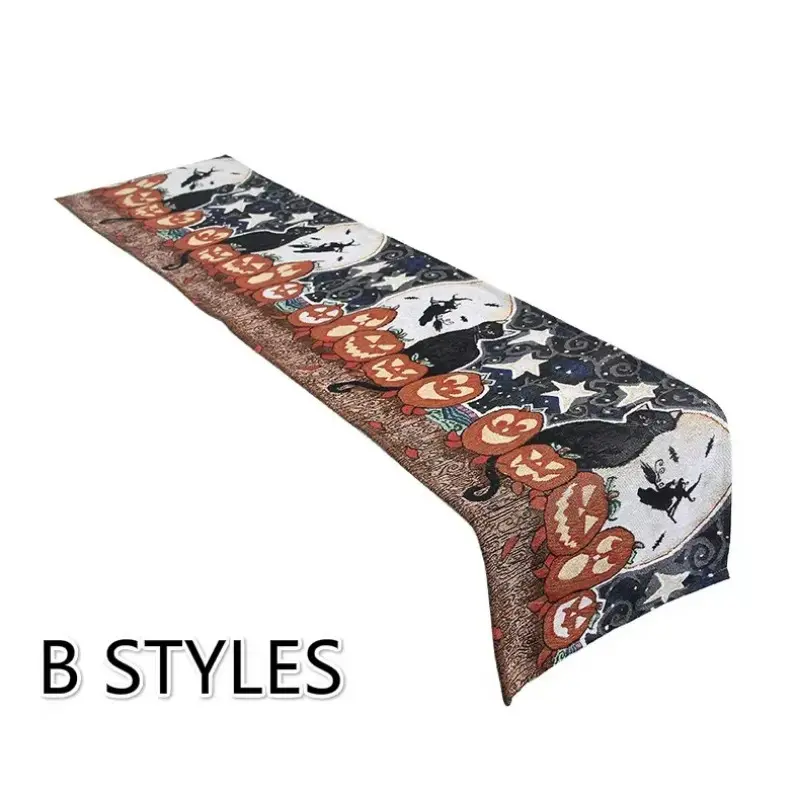 Decorative Table Runner Linen Tablecloth with Tassels for Halloween Easter Dinner Supplies Home Decorations