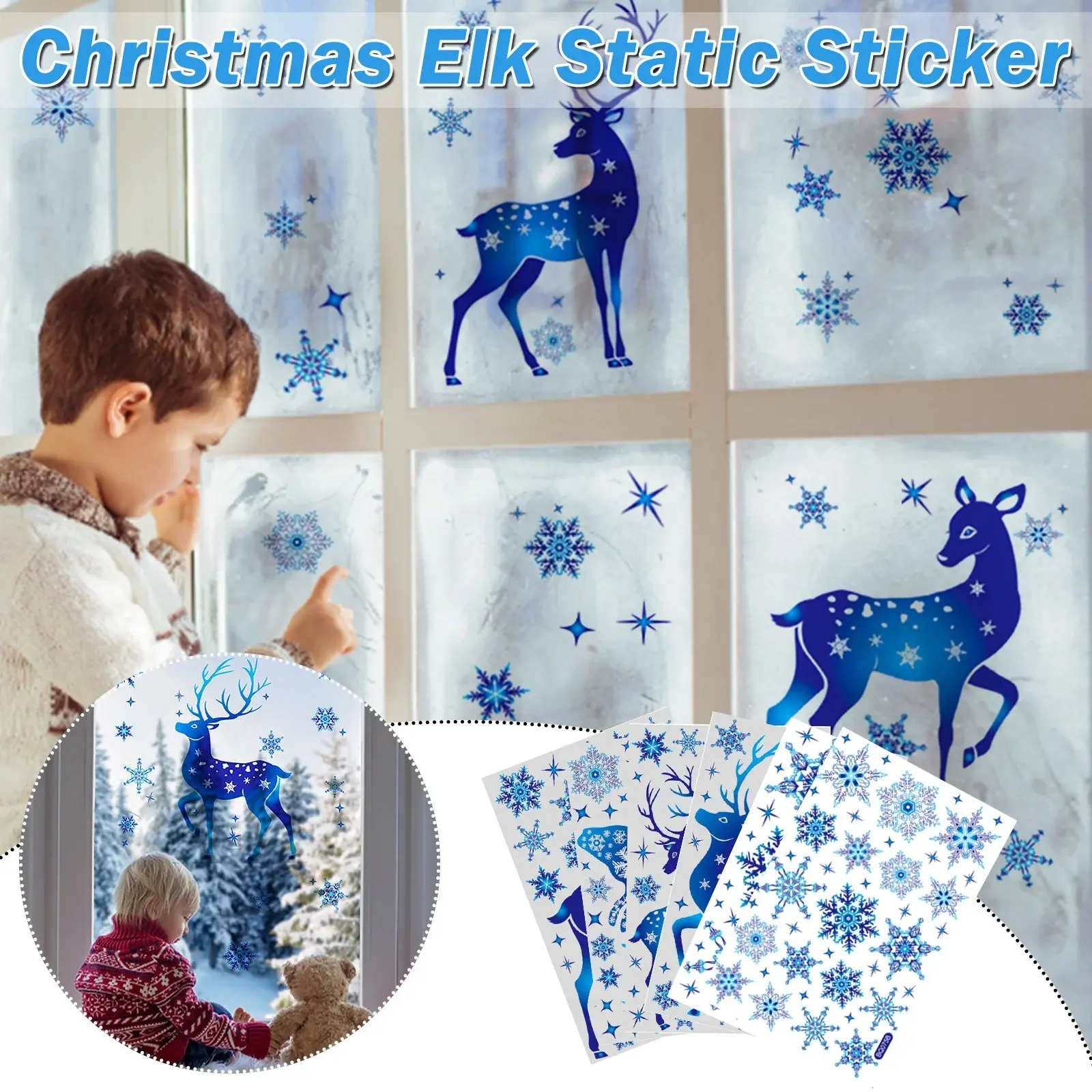 Christmas Window Glass Stickers Elk Snowflakes Wall Stickers Christmas Decoration Home Childrens Room Christmas Decals New Year
