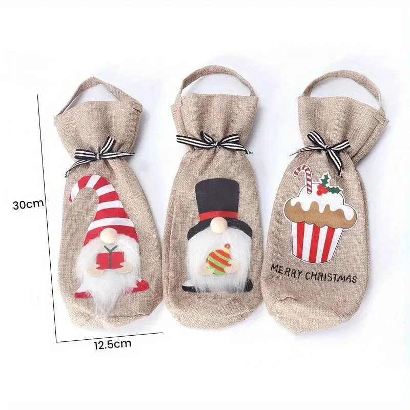 Creative Christmas Decor Product Faceless Elderly Doll Handheld Wine Bottle Cover Christmas Champagne Red Wine Bag Desktop Decor